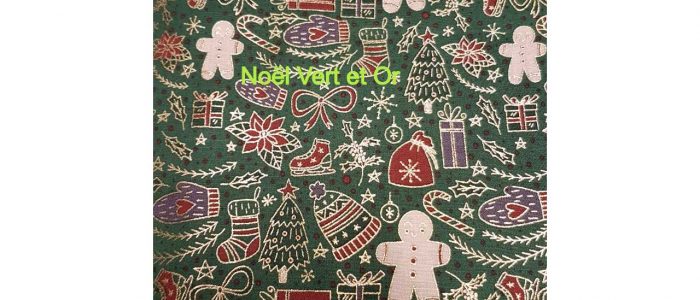 Tissu-Noel-vert-or Noël vert et or